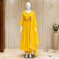 Women's Mustard Yellow Embroidered Anarkali Kurta Set with Dupatta